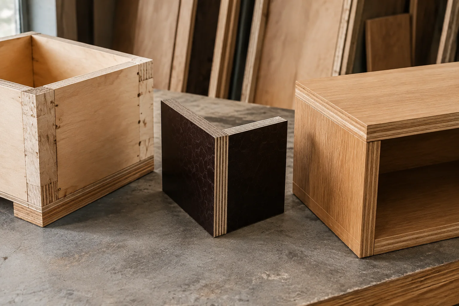 Packing, formwork and cabinet corner samples arranged together.