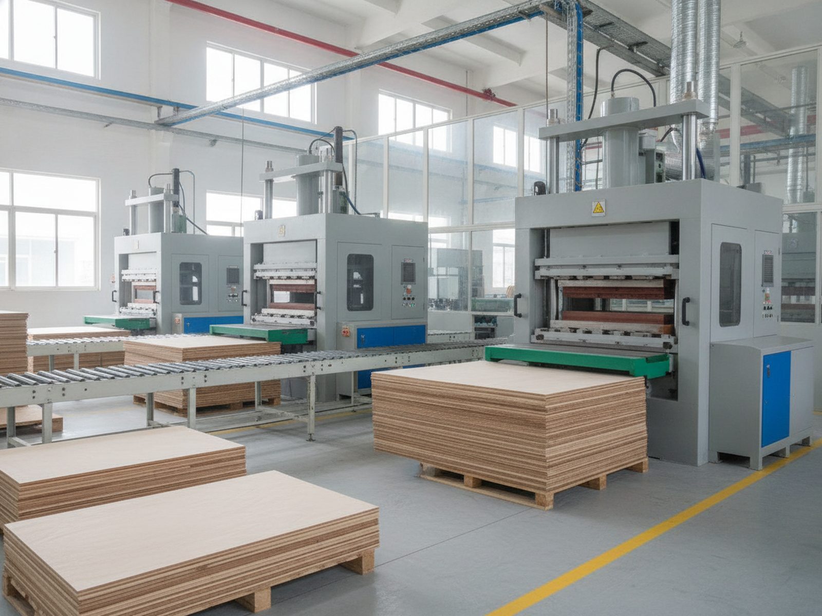 Plywood manufacturing floor at Cochin Wood Industries