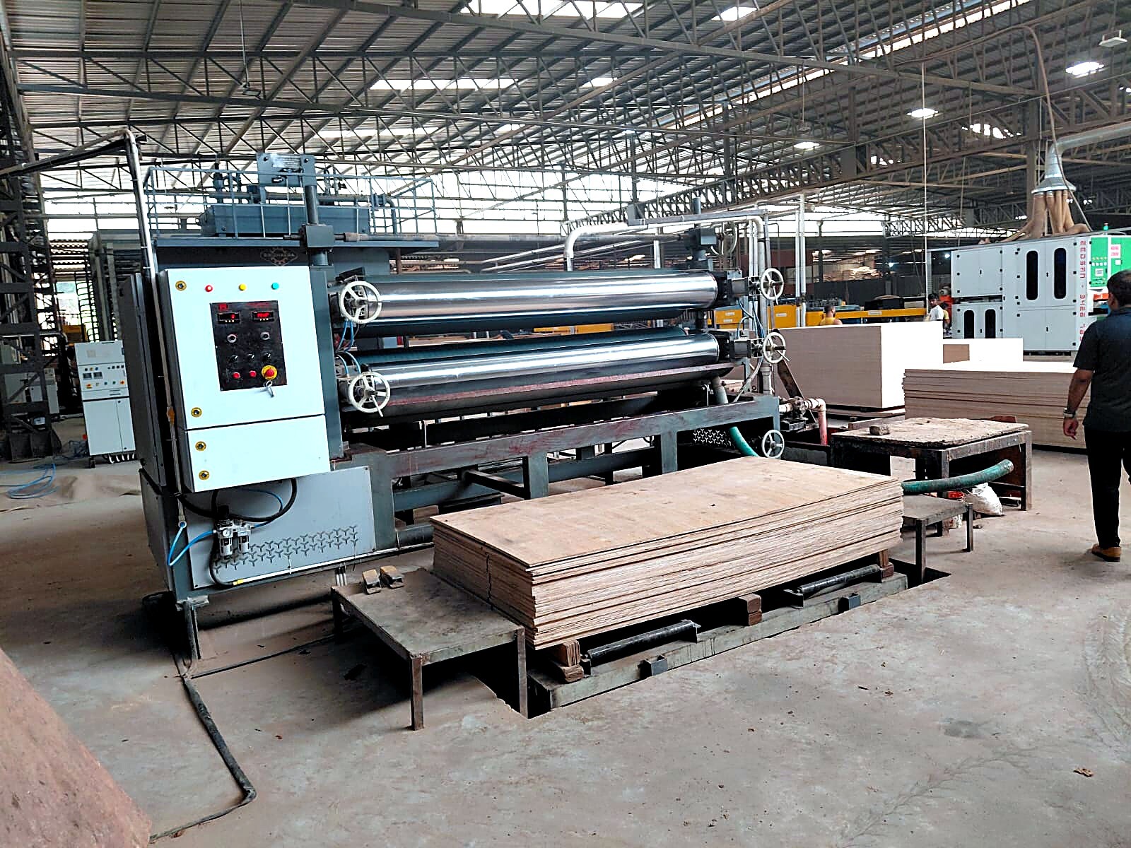 Plywood manufacturing floor at Cochin Wood Industries