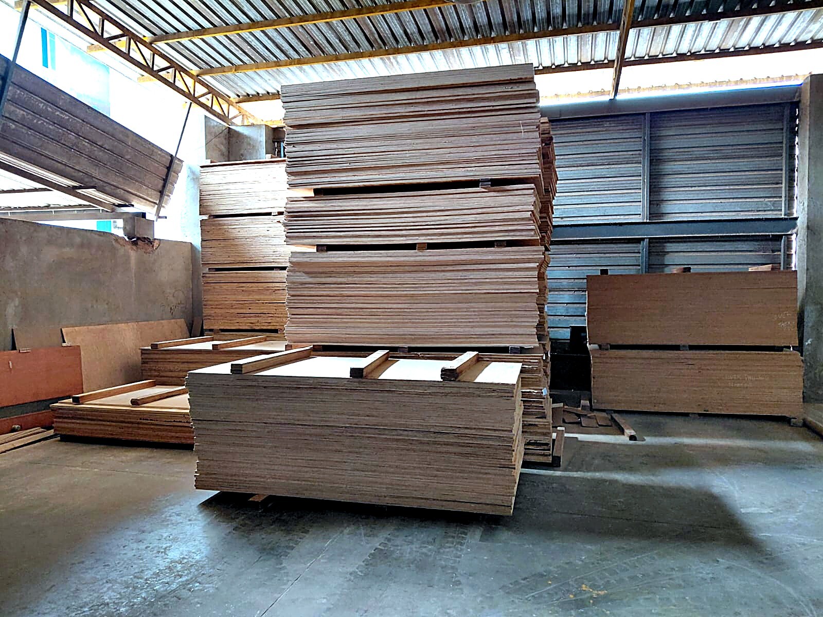 Finished plywood stacked and ready to load