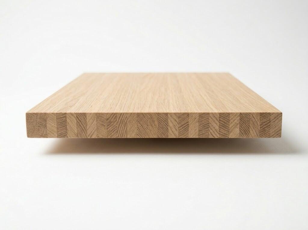 Block board cross-section showing hardwood batten core and face veneer