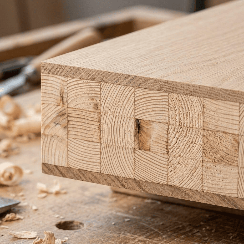 Cochin Wood block board cross-section with end-grain detail, ready for joinery and fit-out